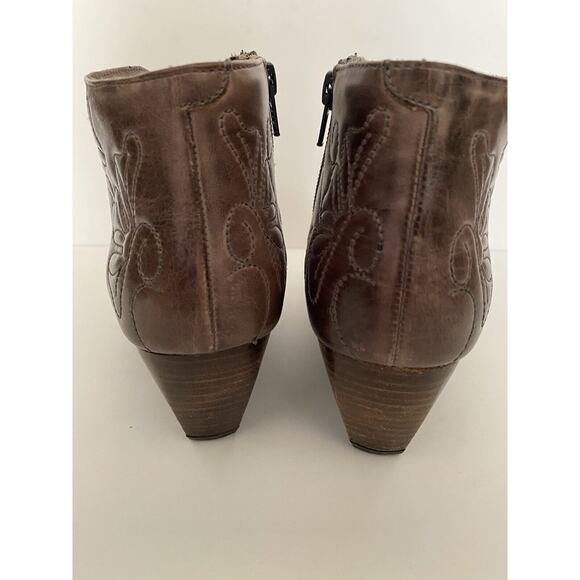 Pikolinos Embroidered Ankle Boots Heeled Slip On Almond Toe Brown EU 38 US 7.5 - Picture 5 of 11